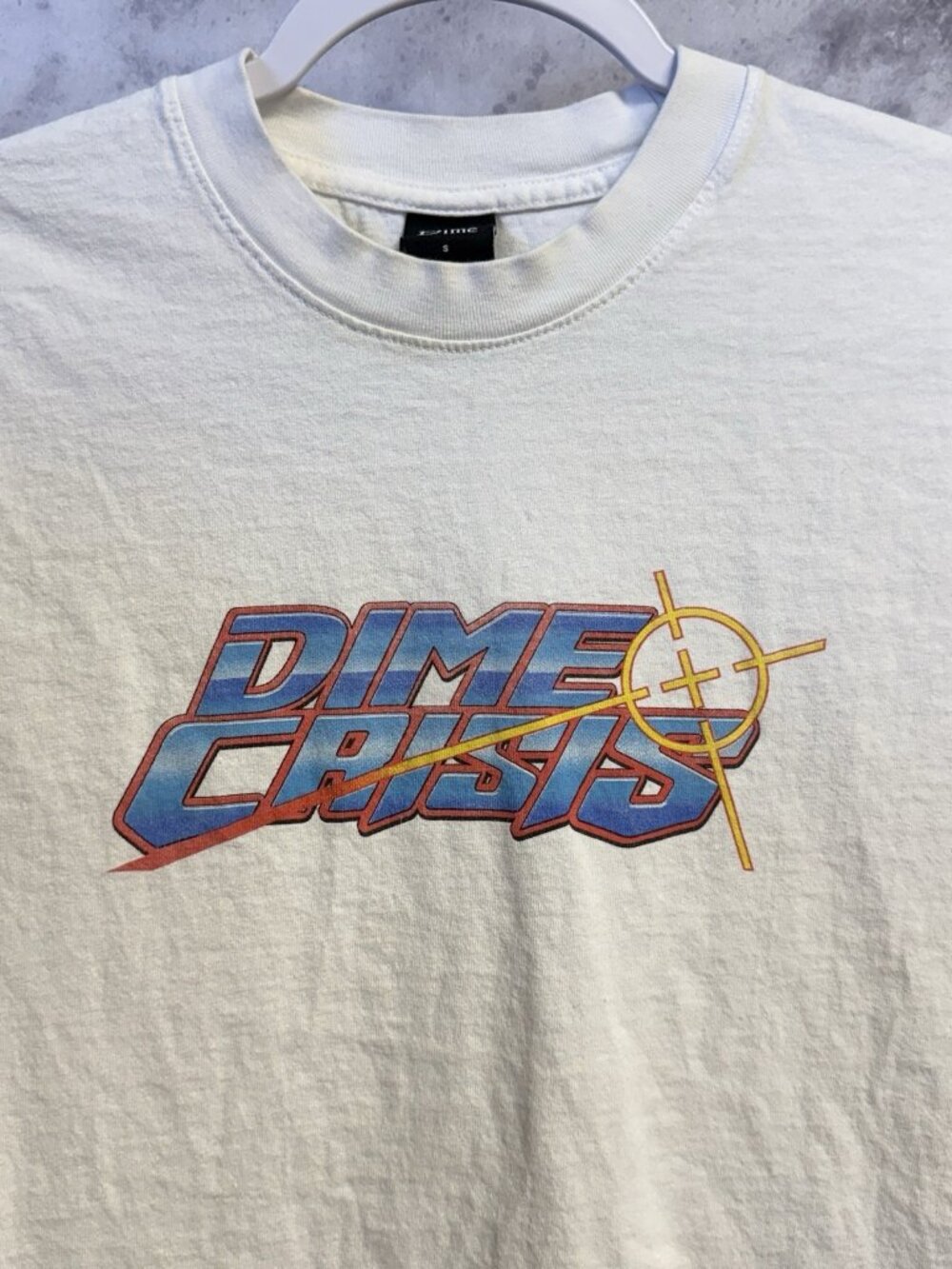 Dime Crisis Skateboard T Shirt Mens Small White Short Sleeve Skate